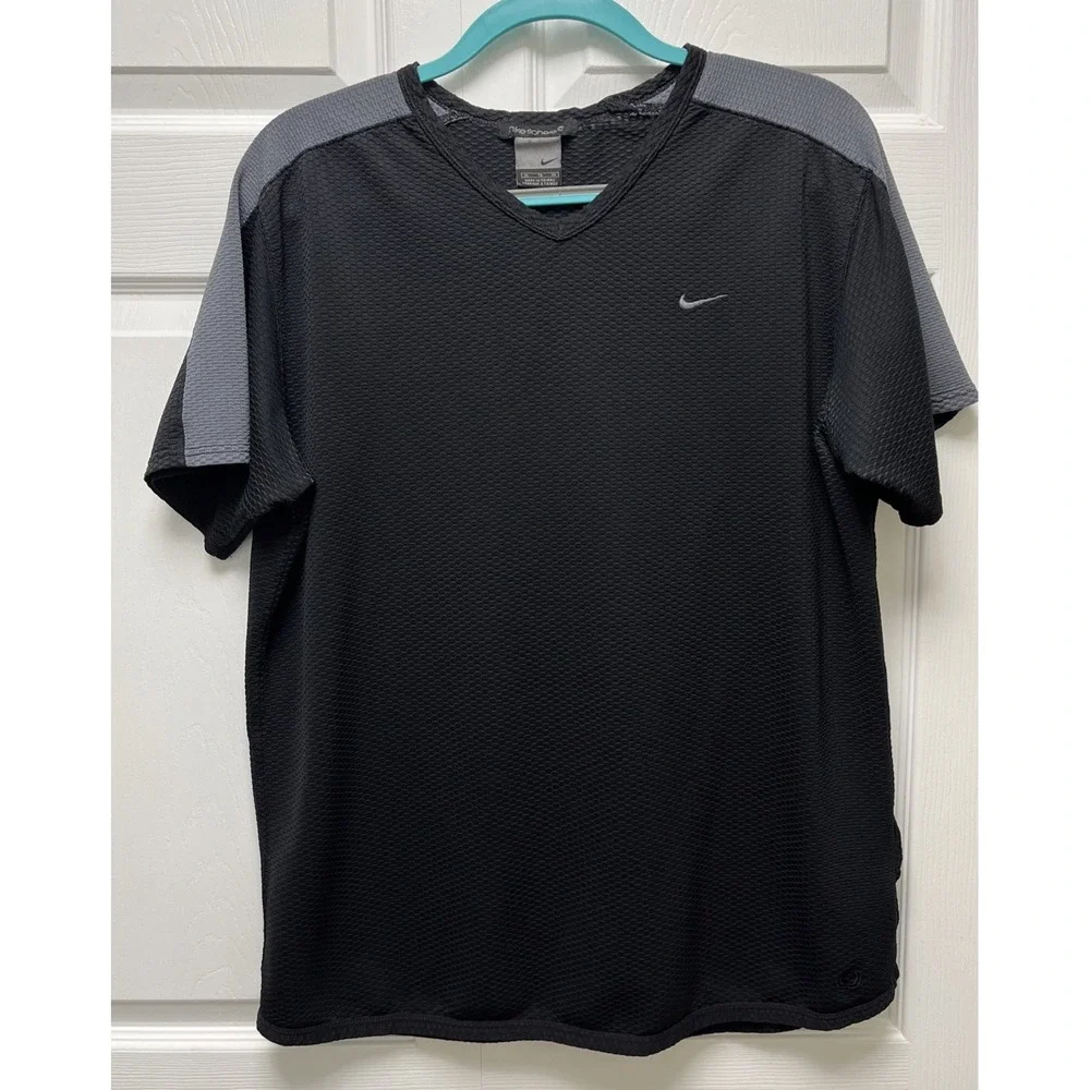 VINTAGE Nike Sphere Shirt Mens Extra Large Black Gray  Dry V Neck Athletic
